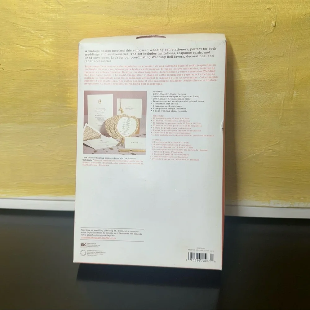 NEW Martha Stewart Wedding Bell Printable Cards Invitation Gold Ivory